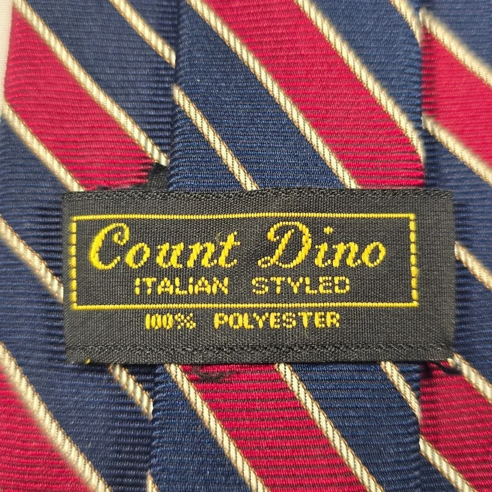 Count Dino‎ Italian Style Tie Navy Burgundy Stripe Men's Business Classic